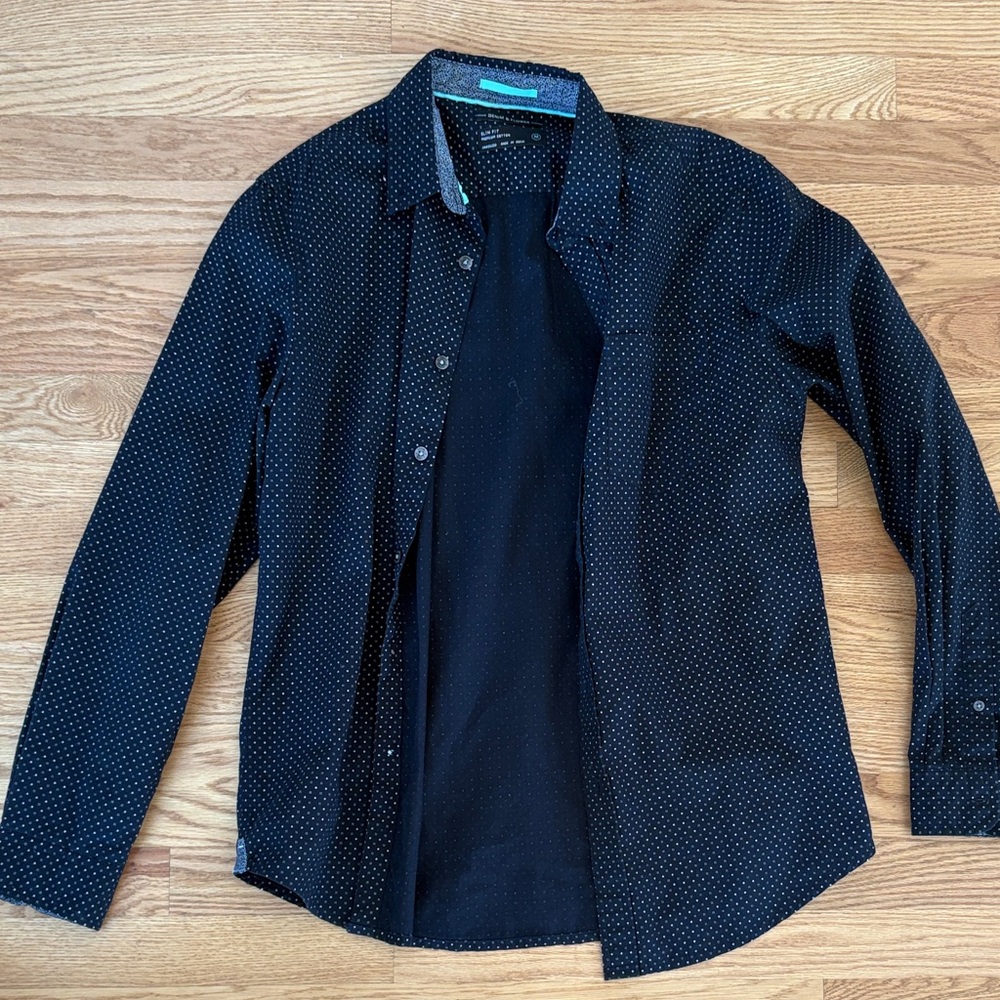 Denim & Flower Black Button Down Shirt